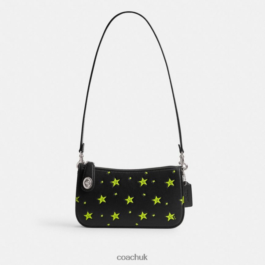 Coach Women COSMIC COACH PENN SHOULDER BAG WITH STAR PRINT LH/Black Multi D0DL4471
