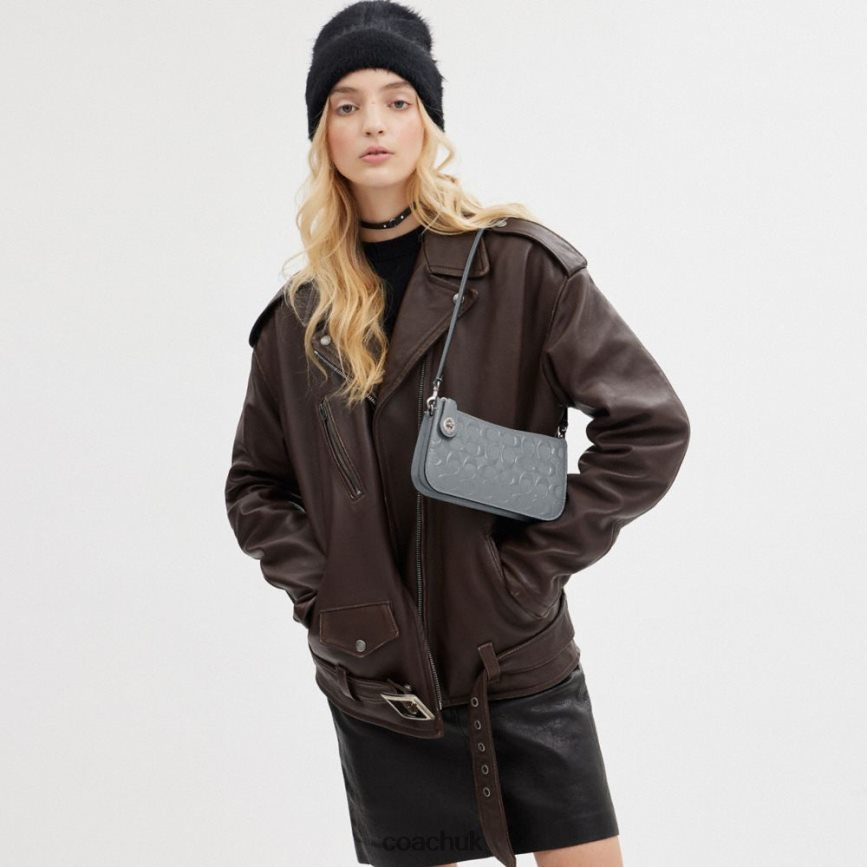 Coach Women PENN SHOULDER BAG IN SIGNATURE LEATHER LH/Grey Blue D0DL4467