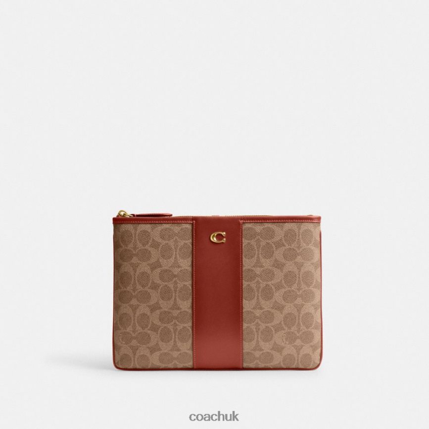 Coach Women POUCH 28 IN SIGNATURE CANVAS B4/Tan Rust D0DL44315