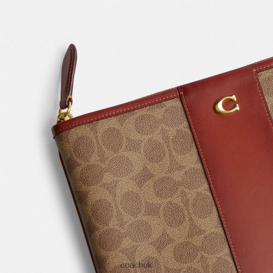Coach Women POUCH 28 IN SIGNATURE CANVAS B4/Tan Rust D0DL44315