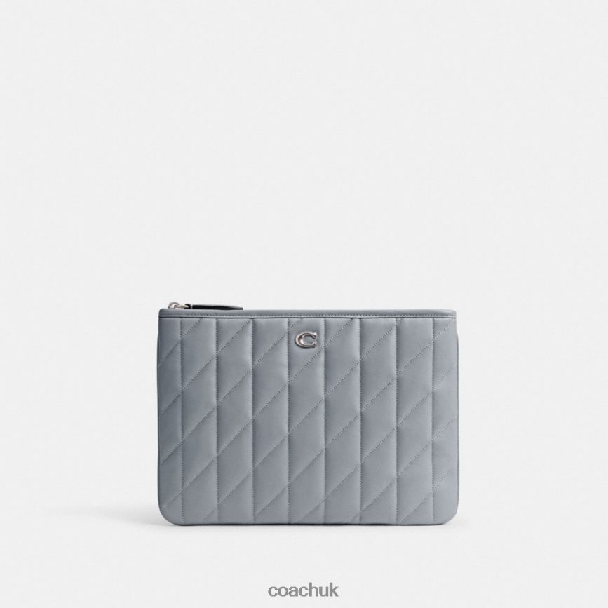 Coach Women POUCH 28 WITH PILLOW QUILTING LH/Grey Blue D0DL44309