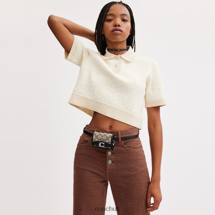 Coach Women BANDIT CARD CASE BELT BAG IN SIGNATURE JACQUARD LH/Cocoa Black D0DL44191