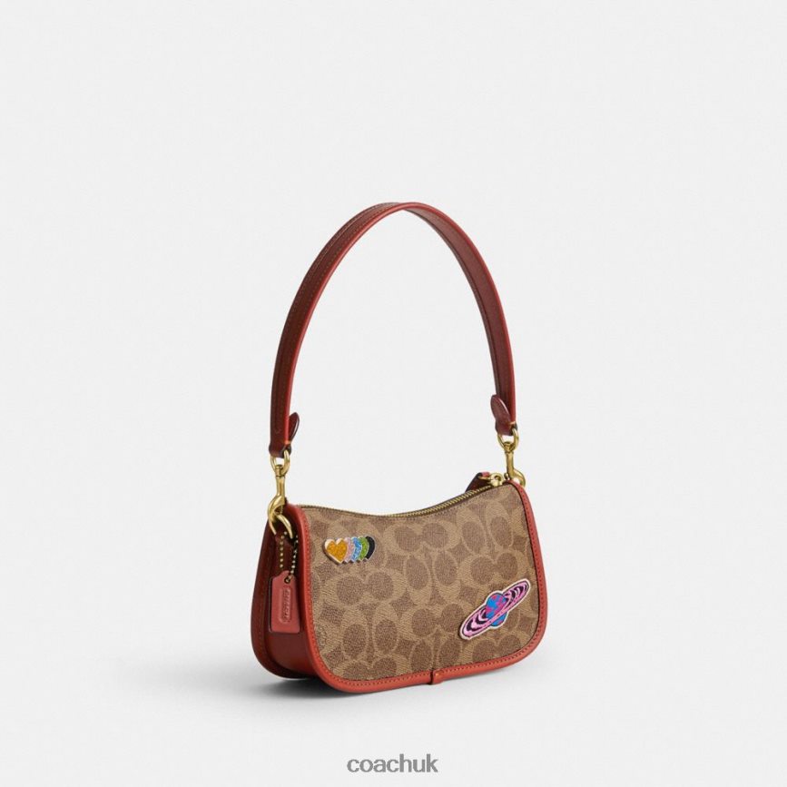 Coach Women COSMIC COACH SWINGER 20 IN SIGNATURE CANVAS WITH PATCHES B4/Tan Rust Multi D0DL44186