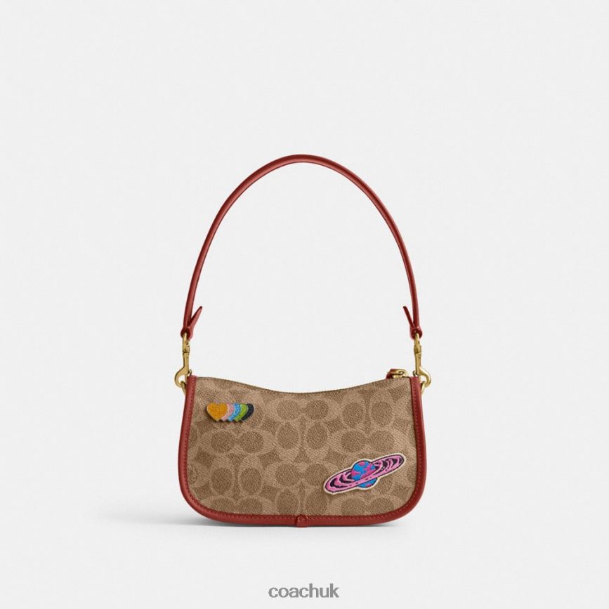 Coach Women COSMIC COACH SWINGER 20 IN SIGNATURE CANVAS WITH PATCHES B4/Tan Rust Multi D0DL44186