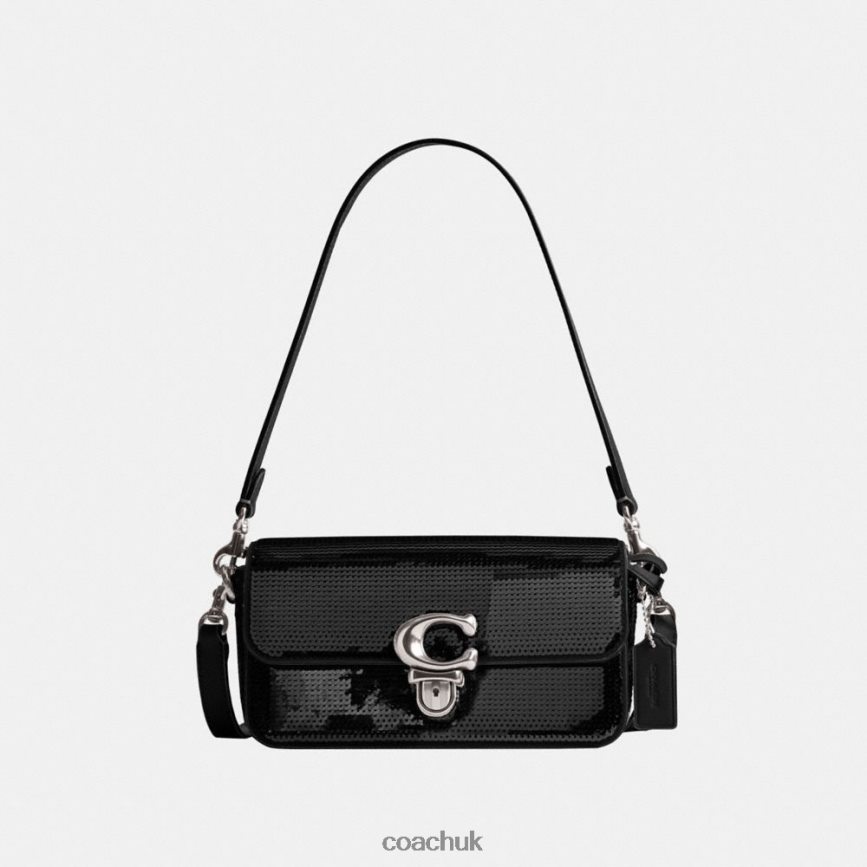 Coach Women STUDIO BAGUETTE BAG WITH SEQUINS LH/Black D0DL44183