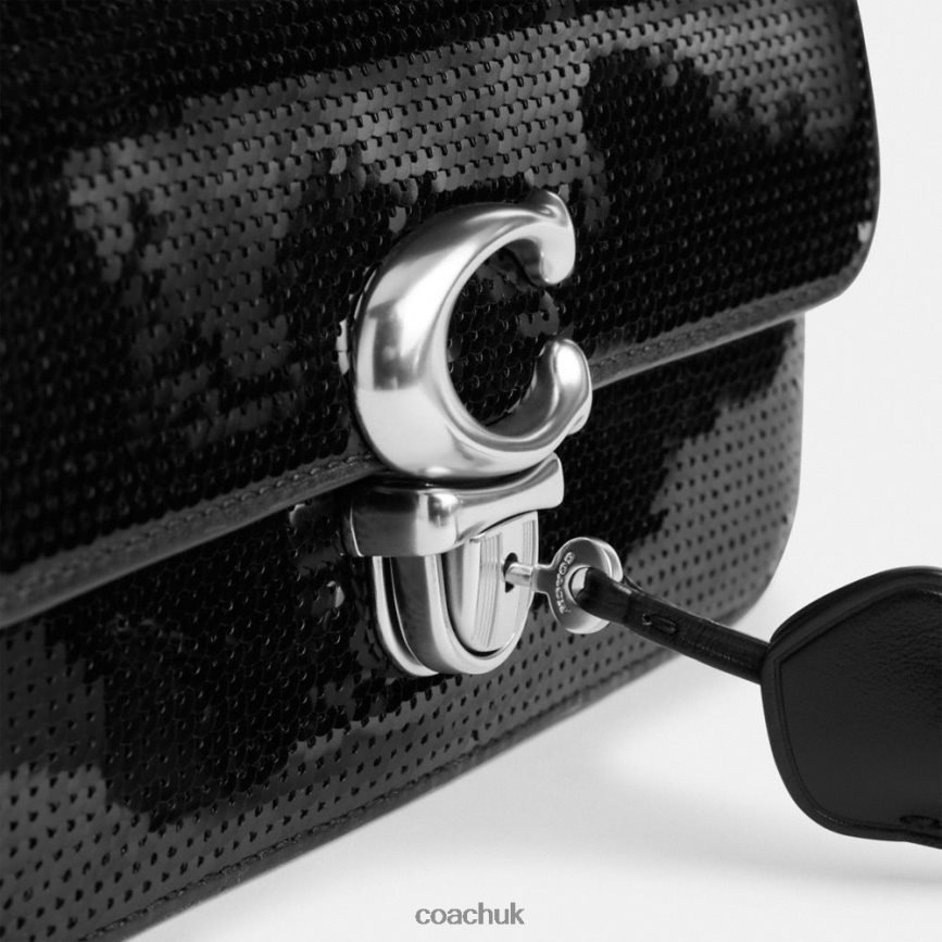 Coach Women STUDIO BAGUETTE BAG WITH SEQUINS LH/Black D0DL44183