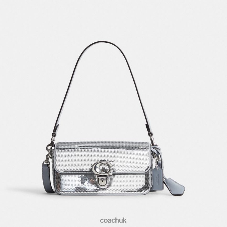 Coach Women STUDIO BAGUETTE BAG WITH SEQUINS LH/Silver D0DL44184