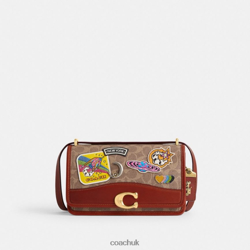 Coach Women COSMIC COACH BANDIT SHOULDER BAG IN SIGNATURE CANVAS WITH PATCHES B4/Tan Rust Multi D0DL44267