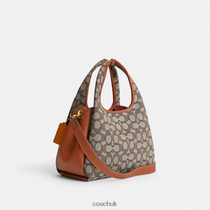 Coach Women LANA SHOULDER BAG 23 IN SIGNATURE JACQUARD B4/Cocoa Burnished Amb D0DL44272