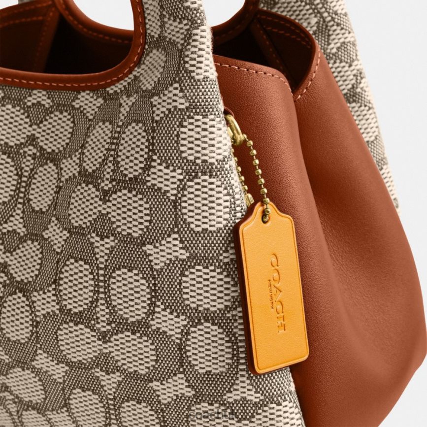 Coach Women LANA SHOULDER BAG 23 IN SIGNATURE JACQUARD B4/Cocoa Burnished Amb D0DL44272