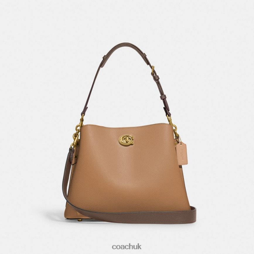 Coach Women WILLOW SHOULDER BAG IN COLORBLOCK B4/Toffee Multi D0DL44266
