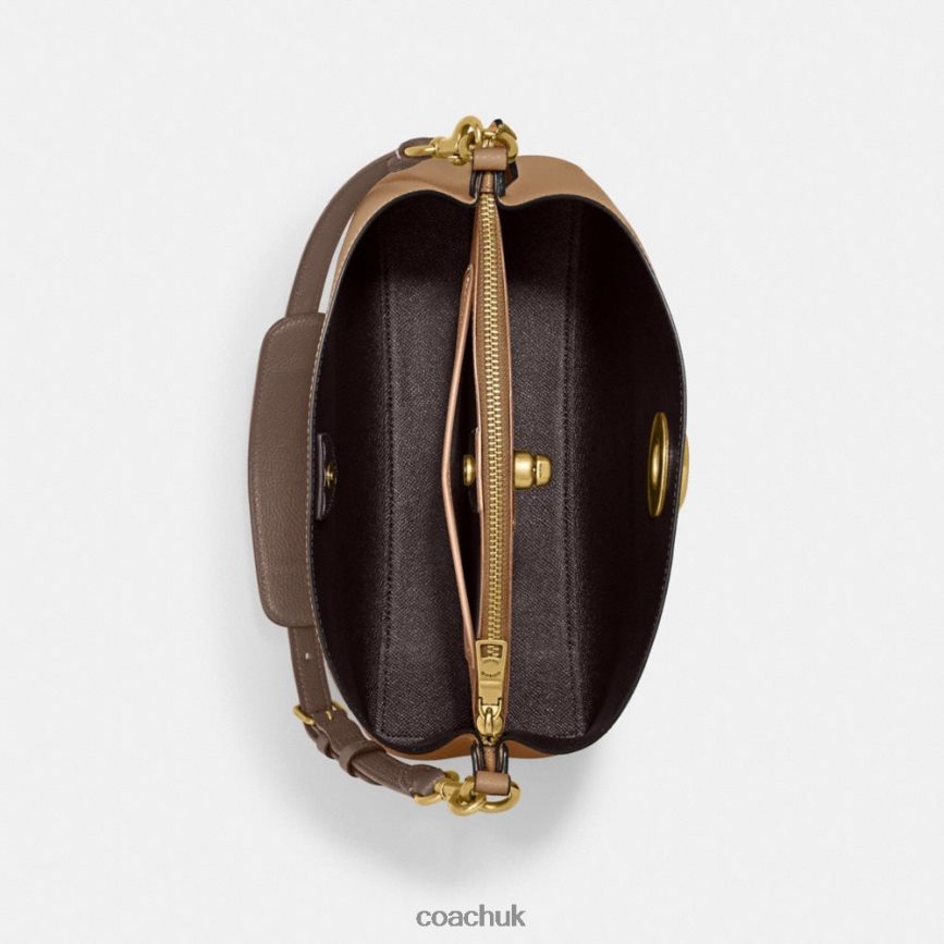 Coach Women WILLOW SHOULDER BAG IN COLORBLOCK B4/Toffee Multi D0DL44266