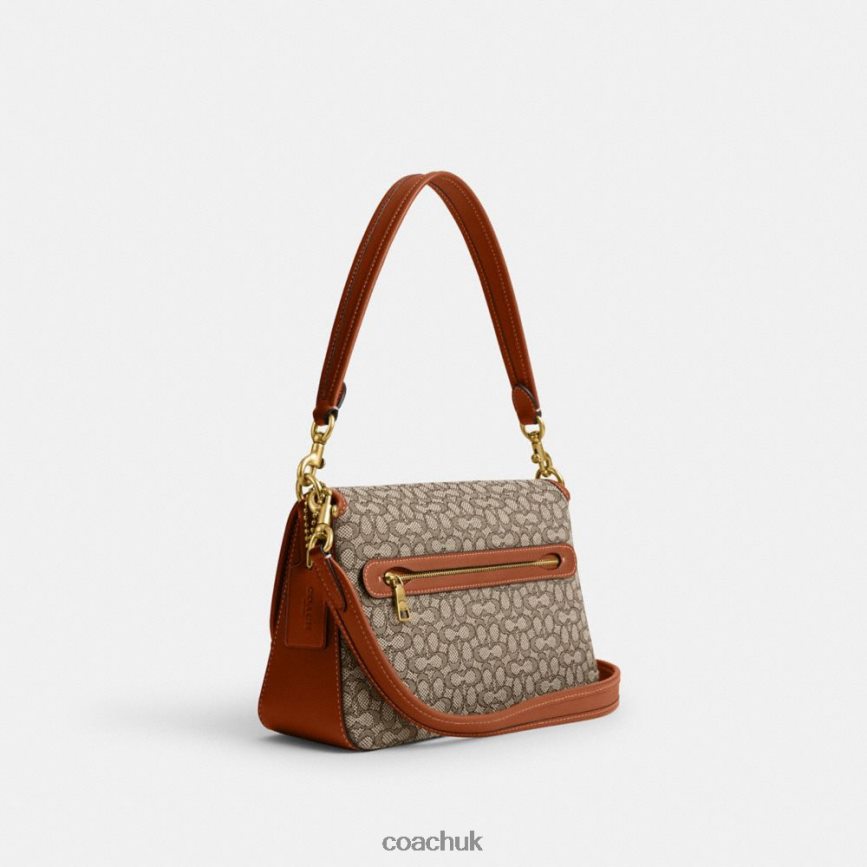 Coach Women SOFT TABBY SHOULDER BAG IN MICRO SIGNATURE JACQUARD B4/Cocoa Burnished Amb D0DL44140