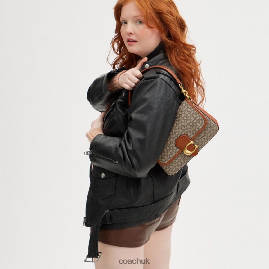 Coach Women SOFT TABBY SHOULDER BAG IN MICRO SIGNATURE JACQUARD B4/Cocoa Burnished Amb D0DL44140