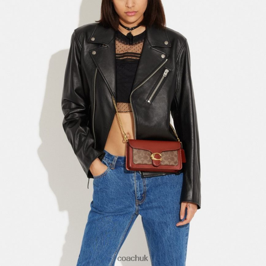 Coach Women TABBY CHAIN CLUTCH IN SIGNATURE CANVAS B4/Tan Rust D0DL44168