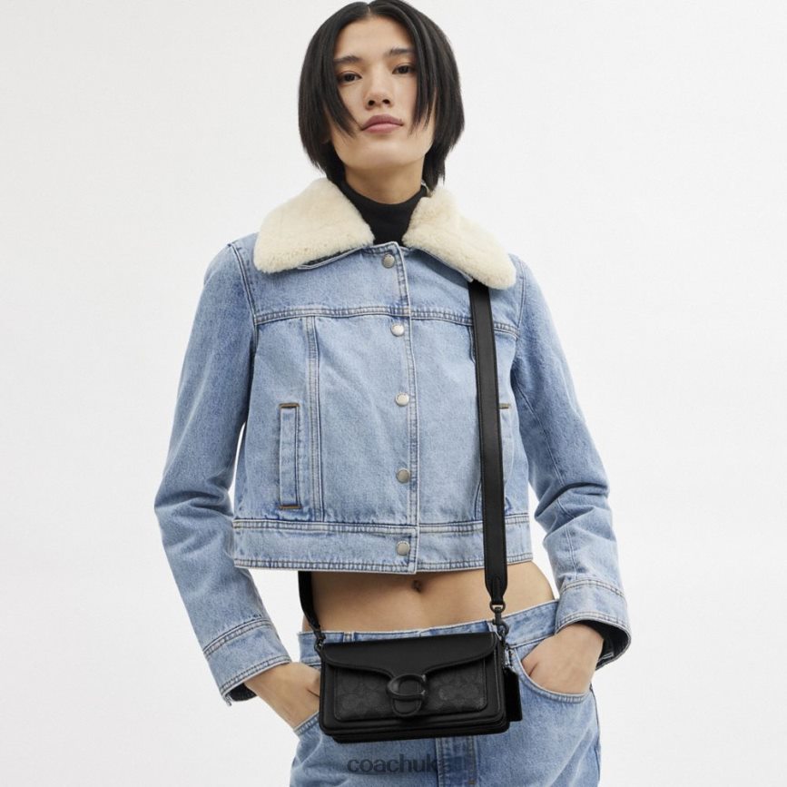 Coach Women TABBY SHOULDER BAG 20 IN SIGNATURE CANVAS MW/Charcoal/Black D0DL44101