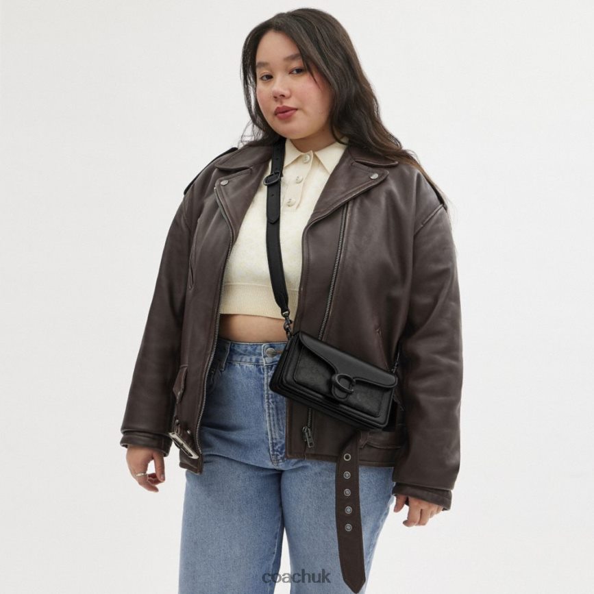 Coach Women TABBY SHOULDER BAG 20 IN SIGNATURE CANVAS MW/Charcoal/Black D0DL44101