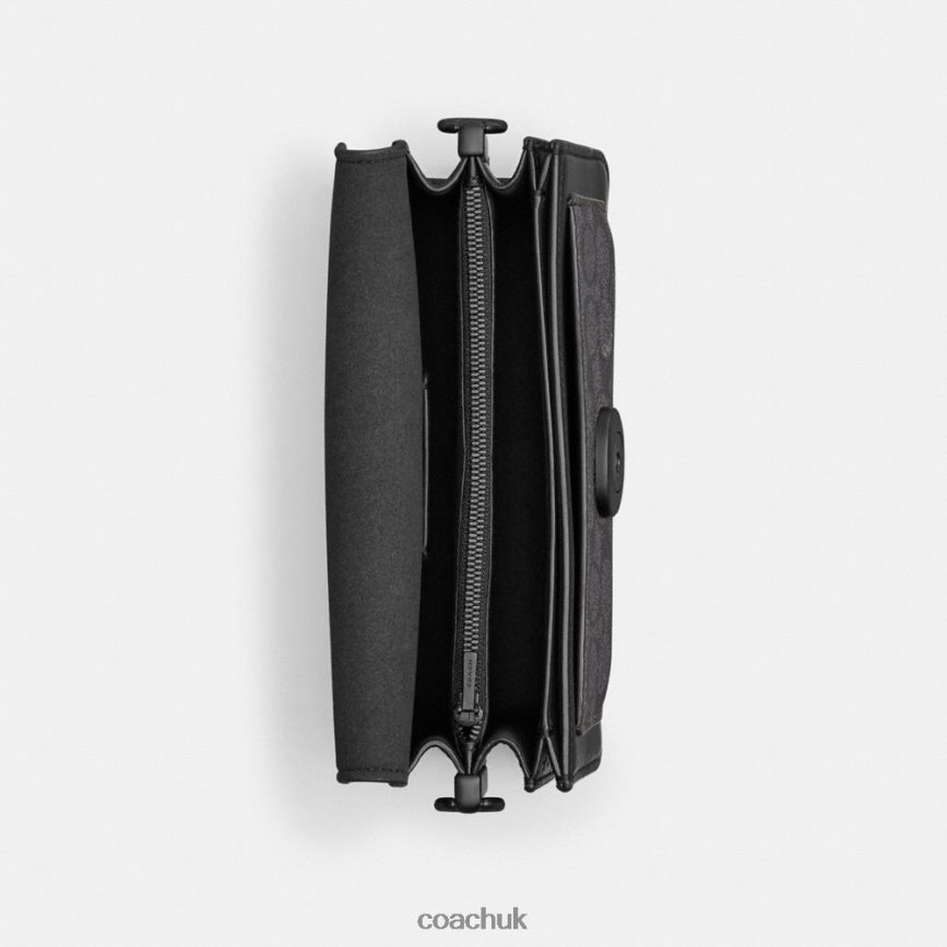 Coach Women TABBY SHOULDER BAG 20 IN SIGNATURE CANVAS MW/Charcoal/Black D0DL44101