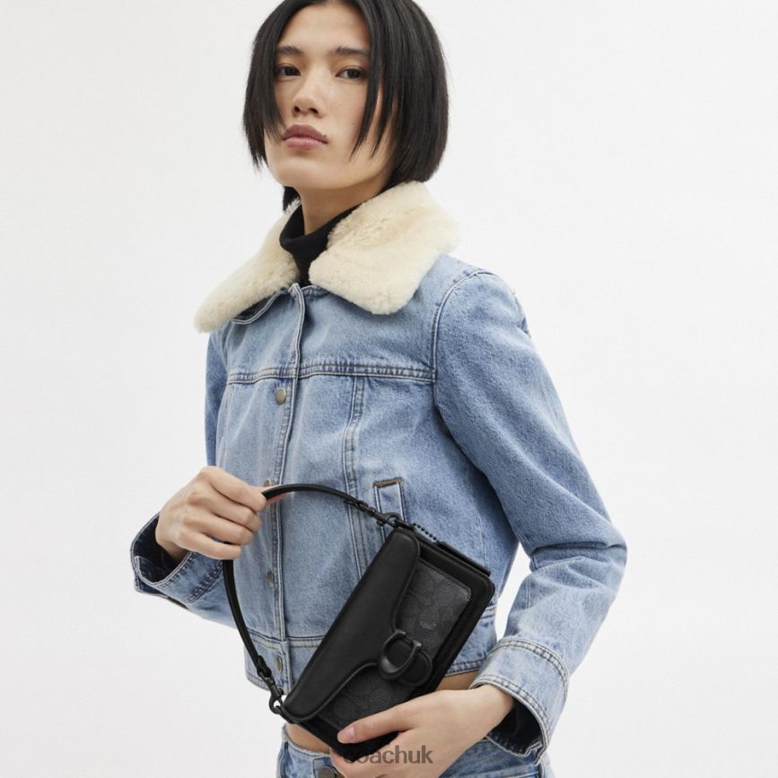 Coach Women TABBY SHOULDER BAG 20 IN SIGNATURE CANVAS MW/Charcoal/Black D0DL44101