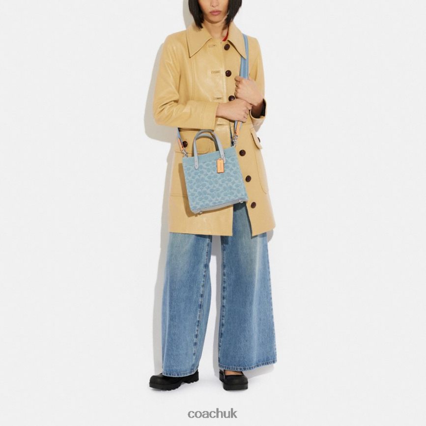 Coach Women FIELD TOTE 22 IN SIGNATURE DENIM LH/Pale Blue D0DL44302