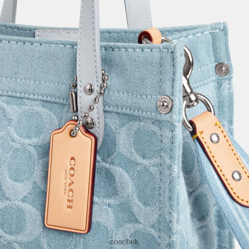 Coach Women FIELD TOTE 22 IN SIGNATURE DENIM LH/Pale Blue D0DL44302