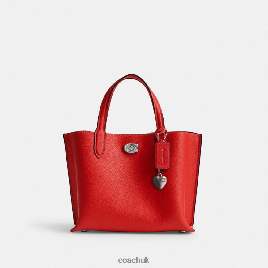 Coach Women WILLOW TOTE 24 WITH HEART CHARM LH/Sport Red D0DL44283