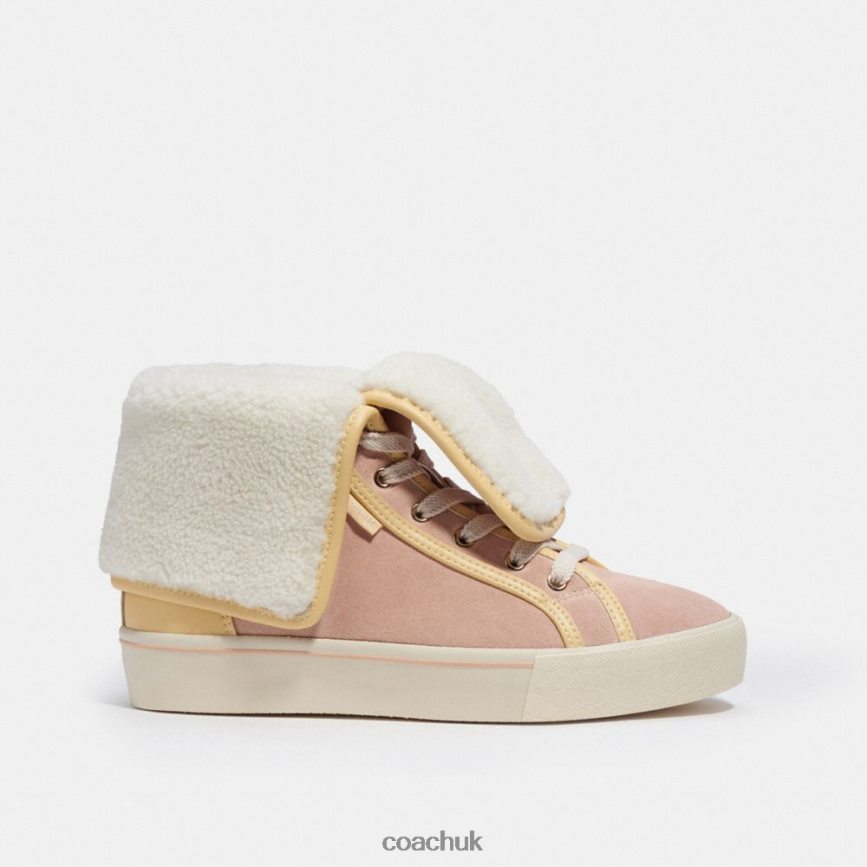Coach Women CITYSOLE FOLDOVER HIGH TOP PLATFORM SNEAKER Vanilla Cream/Pale Blush D0DL44428