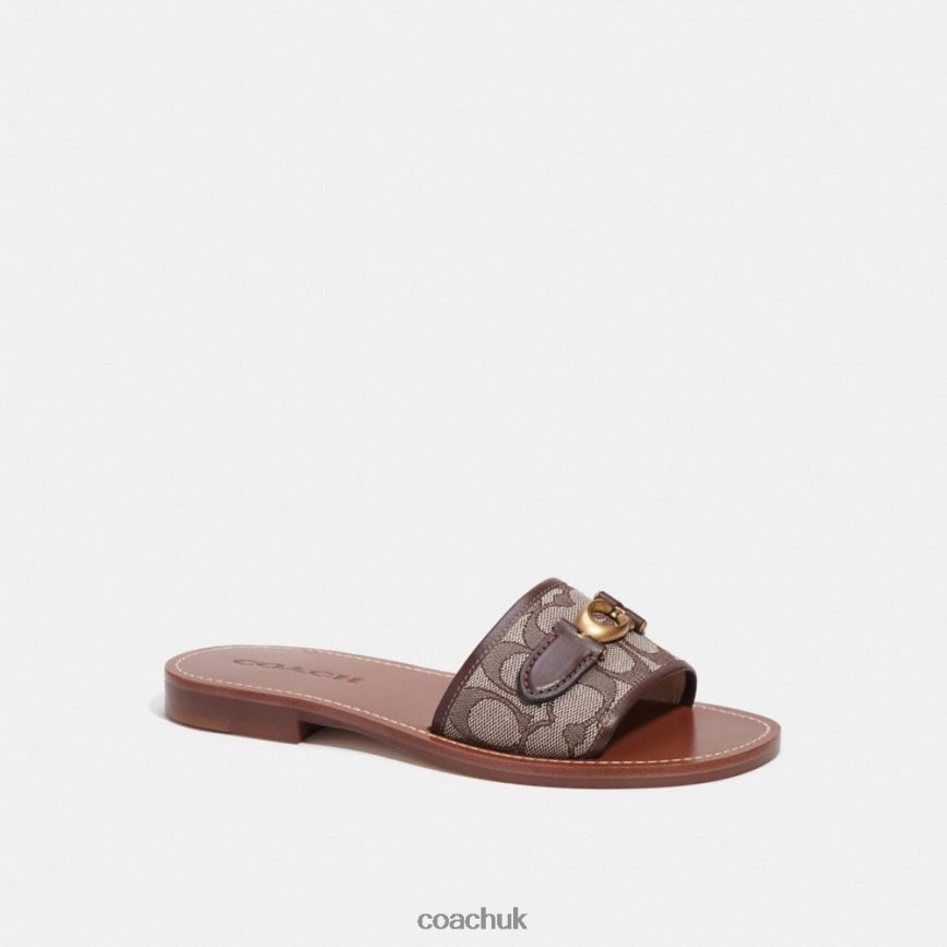 Coach Women INA SANDAL IN SIGNATURE JACQUARD Maple/Oak D0DL44423