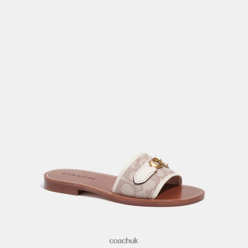 Coach Women INA SANDAL IN SIGNATURE JACQUARD STONE/CHALK D0DL44422