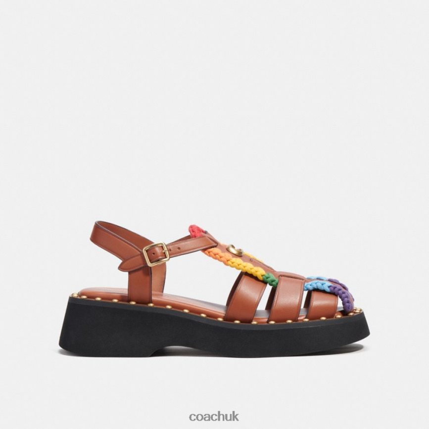 Coach Women VIVIENNE SANDAL WITH RAINBOW CROCHET Burnished Amber/Rainbow D0DL44420