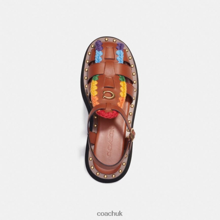 Coach Women VIVIENNE SANDAL WITH RAINBOW CROCHET Burnished Amber/Rainbow D0DL44420