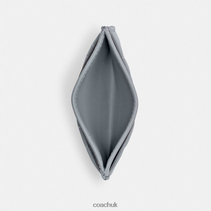 Coach Women CARD CASE WITH PILLOW QUILTING LH/Grey Blue D0DL44375