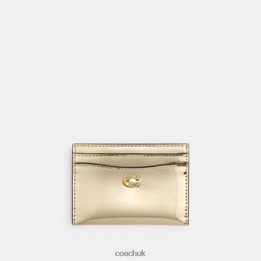 Coach Women ESSENTIAL CARD CASE IN SILVER METALLIC B4/Gold D0DL44372