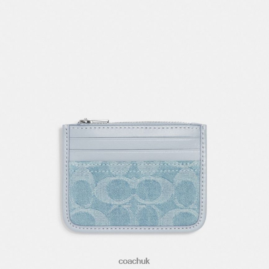 Coach Women ZIP CARD CASE IN SIGNATURE DENIM LH/Pale Blue D0DL44385