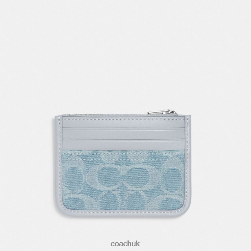 Coach Women ZIP CARD CASE IN SIGNATURE DENIM LH/Pale Blue D0DL44385