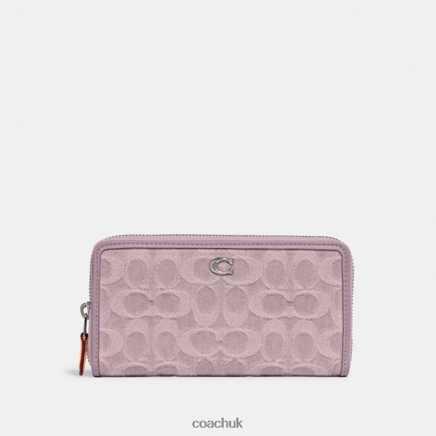 Coach Women ACCORDION ZIP WALLET IN SIGNATURE DENIM LH/Pale Purple D0DL44325
