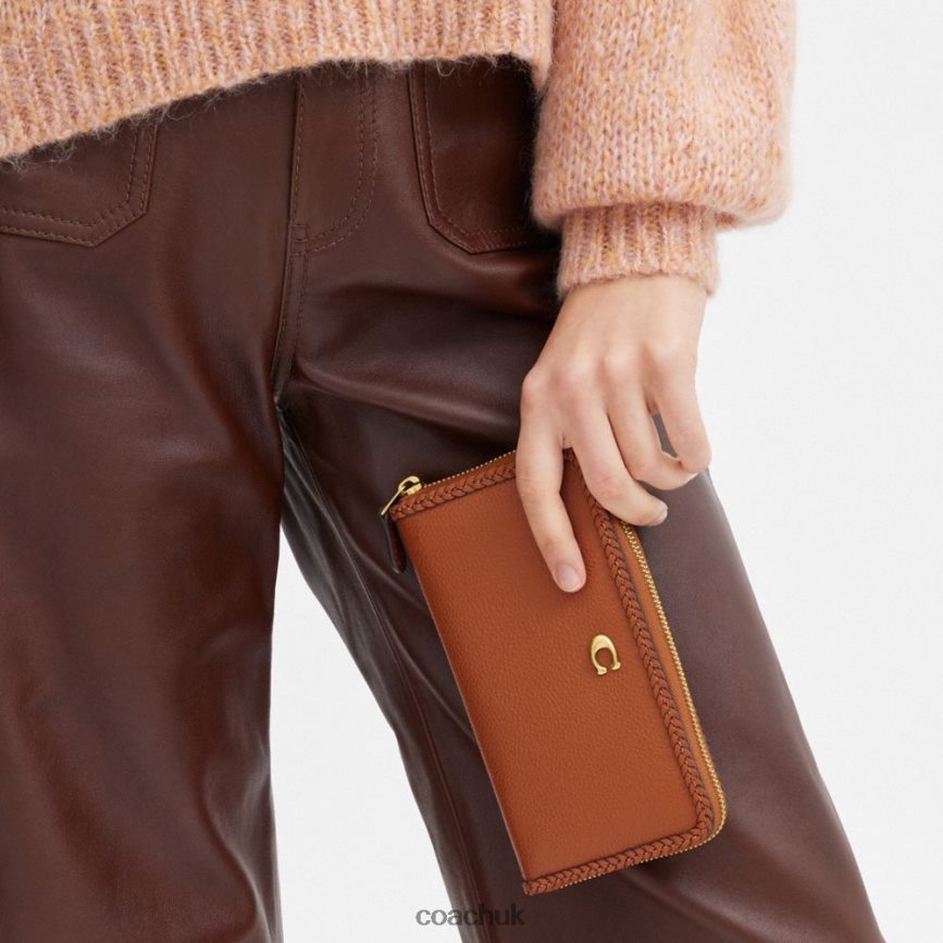 Coach Women ACCORDION ZIP WALLET WITH BRAID B4/Burnished Amber D0DL44322