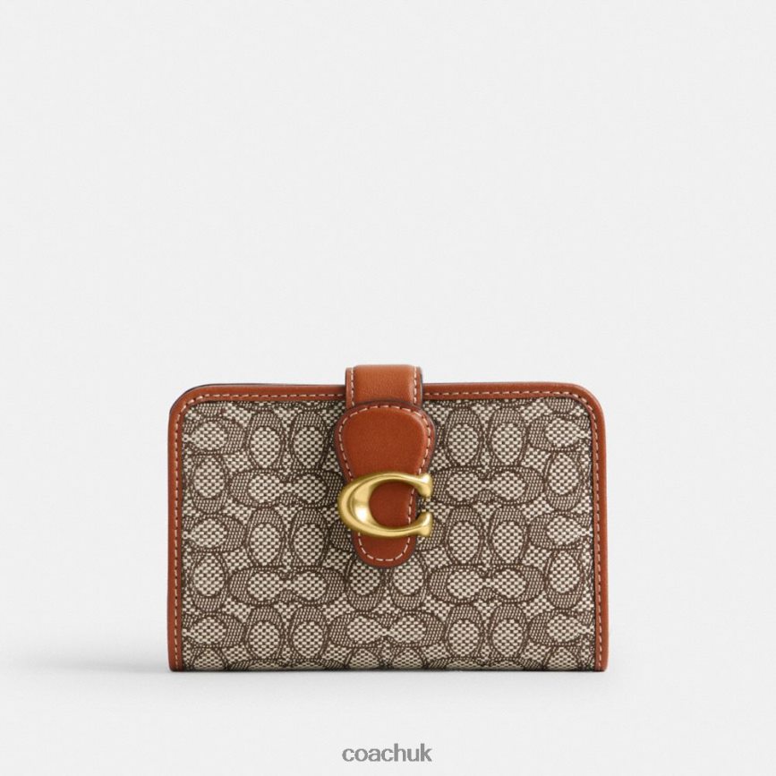 Coach Women TABBY MEDIUM WALLET IN MICRO SIGNATURE JACQUARD B4/Cocoa Burnished Amb D0DL44331