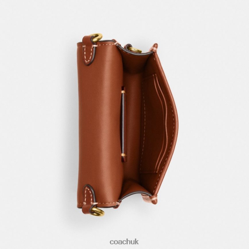 Coach Women PHONE CROSSBODY IN MICRO SIGNATURE JACQUARD B4/Cocoa Burnished Amb D0DL44386