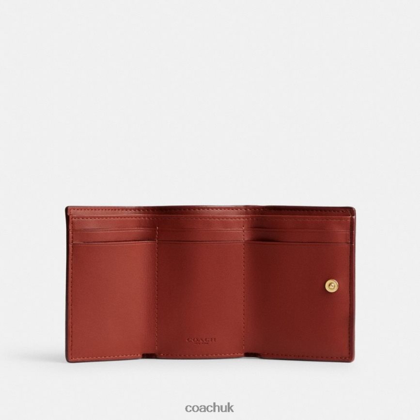 Coach Women MINI TRIFOLD WALLET IN SIGNATURE CANVAS B4/Tan Rust D0DL44348